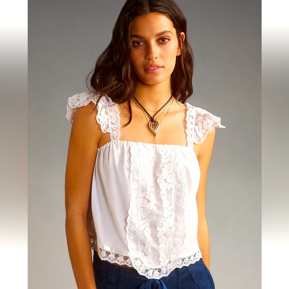 Anthropologie White Lace Tank Top
